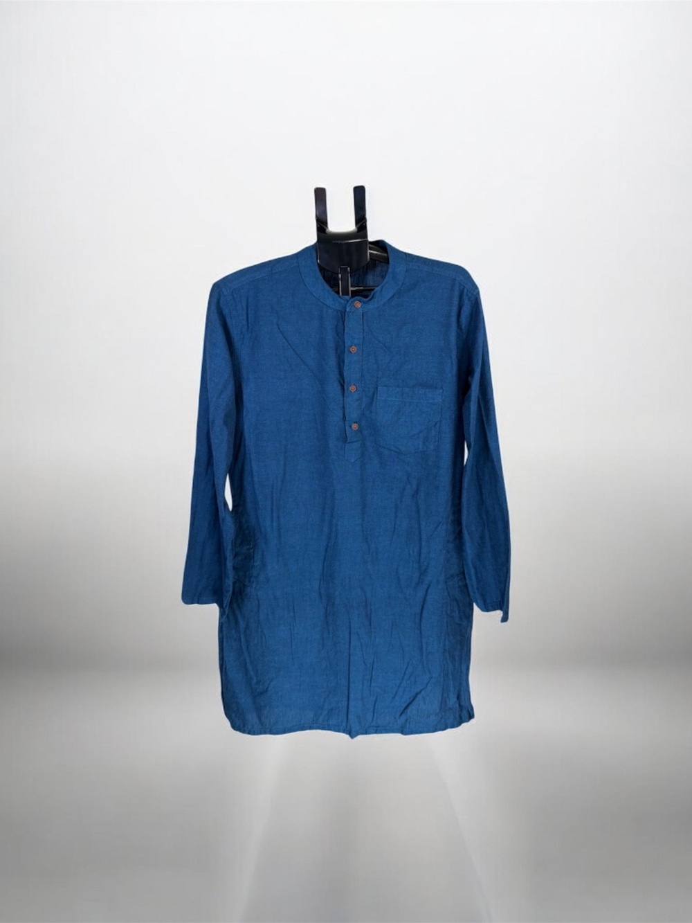 Melange Blue Cotton Kurta Tunic Shirt Mens Size M